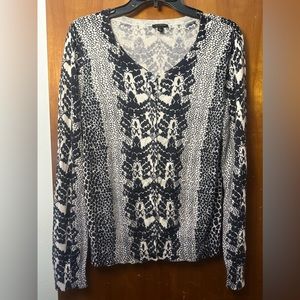 Talbots snake print beige and black button down cardigan sweater size L